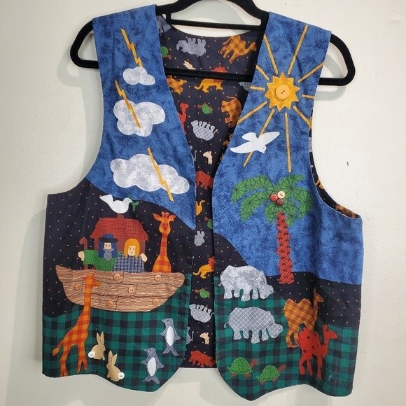Handmade Noah's ark with animals open vest large vintage - Picture 1 of 5